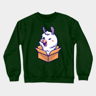Cute Alpaca In Box Cartoon Crewneck Sweatshirt
